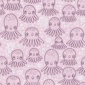 Octopuses. Pink background