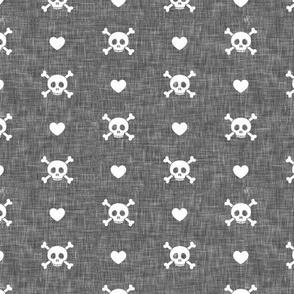 skull and hearts - grey - LAD21