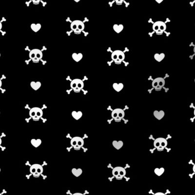 skull and hearts - black - LAD21