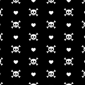 skull and hearts - black - LAD21