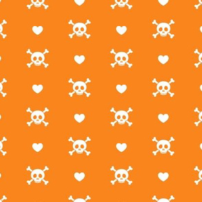 skull and hearts - orange - LAD21