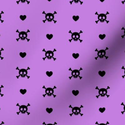 skull and hearts - purple and black - LAD21