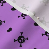 skull and hearts - purple and black - LAD21