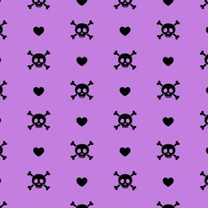skull and hearts - purple and black - LAD21