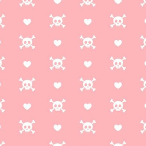 skull and hearts - bubble gum pink - LAD21