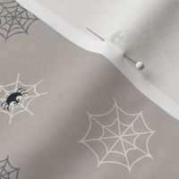 Halloween cute spider and webs in grey