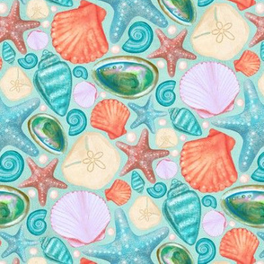 Shells Galore - Mint Blue (Small scale)