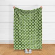 medieval geometric floral, green and white with yellow
