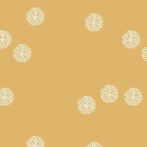 The minimalist snowflake sweet organic snow winter scandinavian design white on ochre yellow