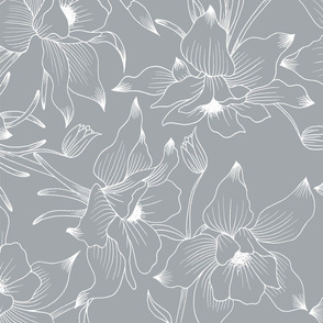 Flower Columbine of Crown Chakra pattern grey and white