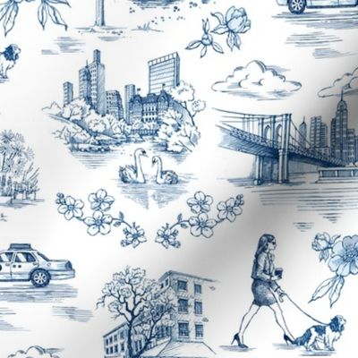 NEW YORK Toile de Jouy in Blue