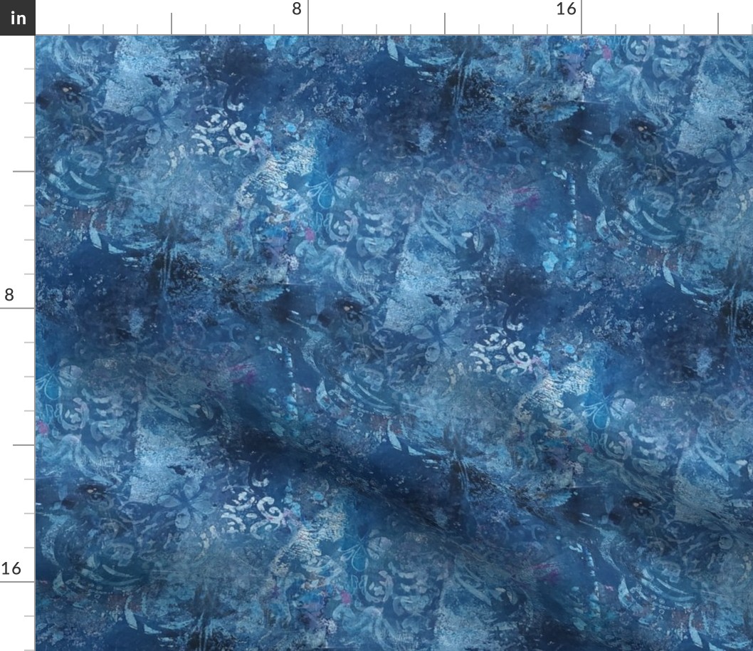 Cloudy Blue Floral Abstract