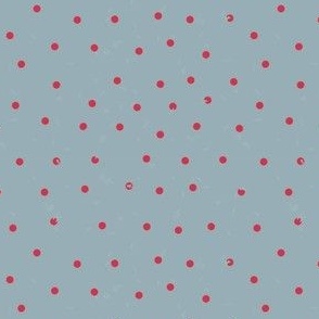 Tiny Raspberry Red Polka Dots in a Sea of Baby Blue