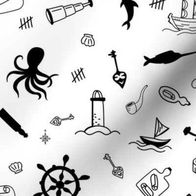Pattern of marine animals, pirate stuff