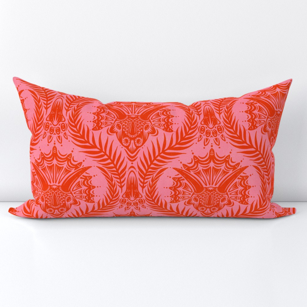 Triceratops Damask - large - pink & cherry - light texture