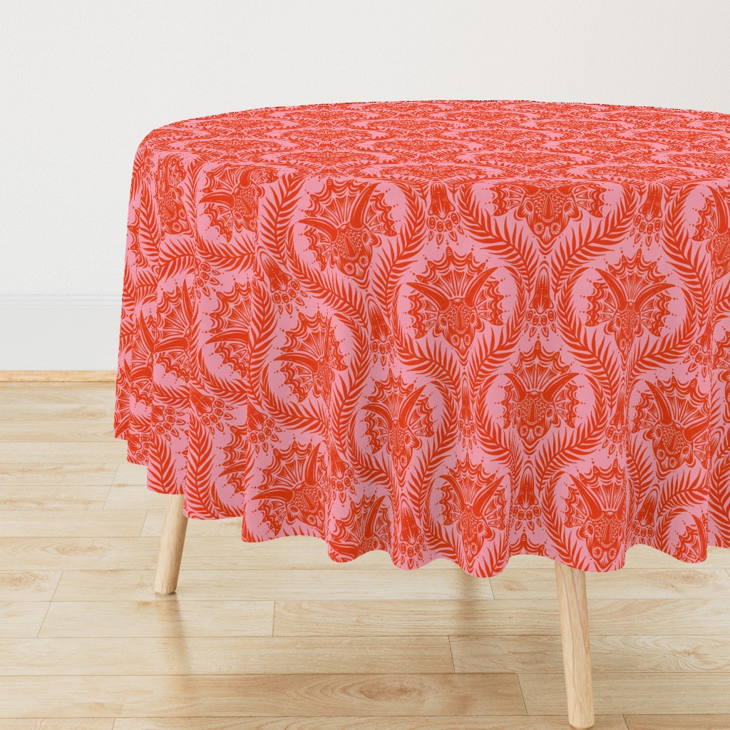 Triceratops Damask - large - lighter pink & red