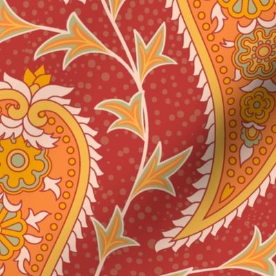 Paisley.  Maroon-orange . Large Scale