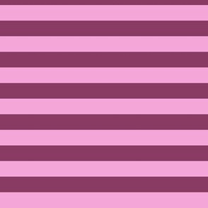 Horizontal Awning Stripe Pattern - Lavender Rose and Boysenberry