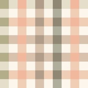 Check Gingham- Olive green  & Pink multi