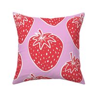 large scale strawberries - red on pink