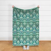 Paisley pattern. Blue-turquoise. Large Scale.
