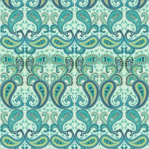 Paisley pattern. Blue-turquoise.