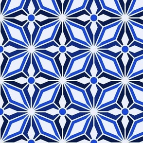 Indigo Blue Ornate Geometric Starburst