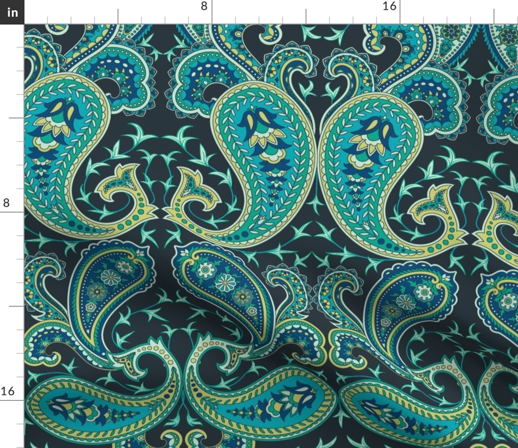 Paisley Pattern. Dark. Large Scale.