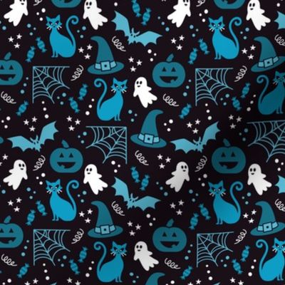 Teal and Black Halloween Pattern