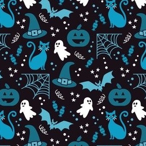 Teal and Black Halloween Pattern