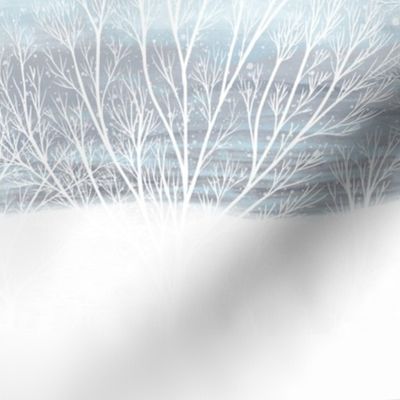 Snowy mountains with deers and trees 1 yard high