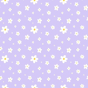 Lilac design with hand-drawn retro daisies