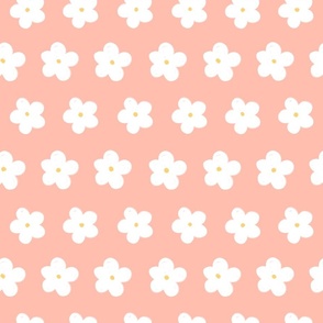 Peach color design with hand-drawn retro daisies