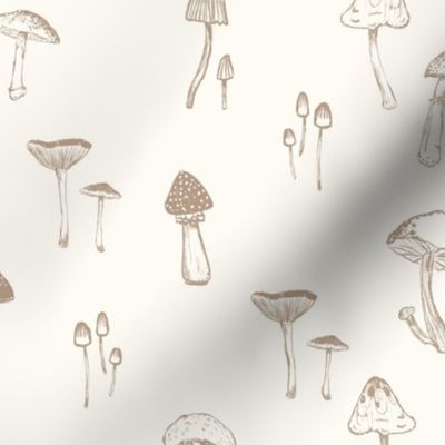 Field of Mushrooms - Line Art - Large Natural 