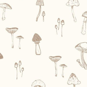 Field of Mushrooms - Line Art - Large Natural 