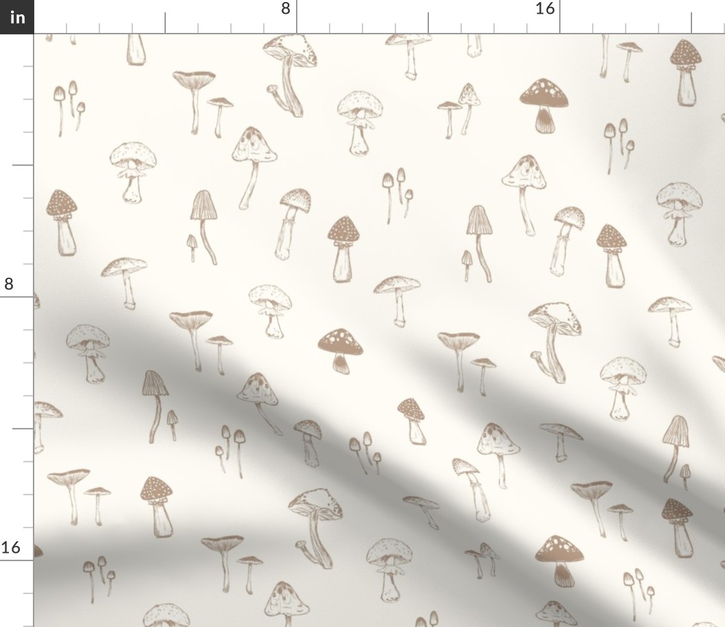 Field of Mushrooms - Line Art - Large Natural 