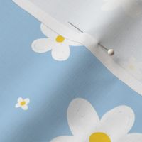 Blue design with hand-drawn retro daisies