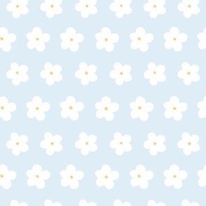 Light blue design with retro daisies