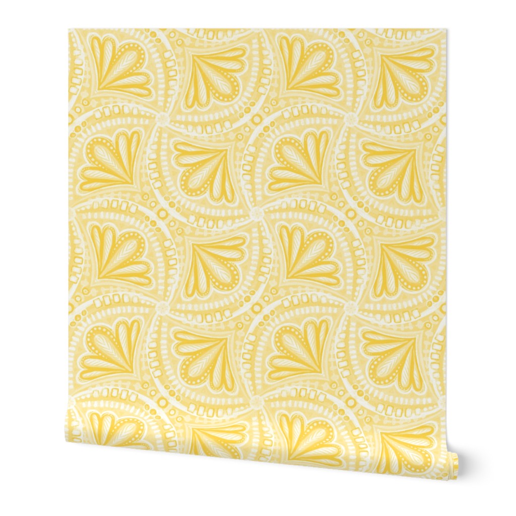 Mustard Yellow and Buttercream Textured Fan Tessellations