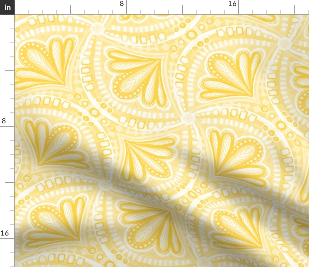 Mustard Yellow and Buttercream Textured Fan Tessellations