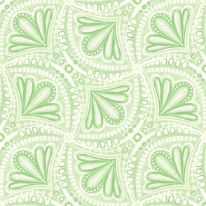 Mint Green and Sage Monochrome Textured Fan Tessellations