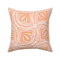 Peach Pink and Papaya Monochrome Textured Fan Tessellations