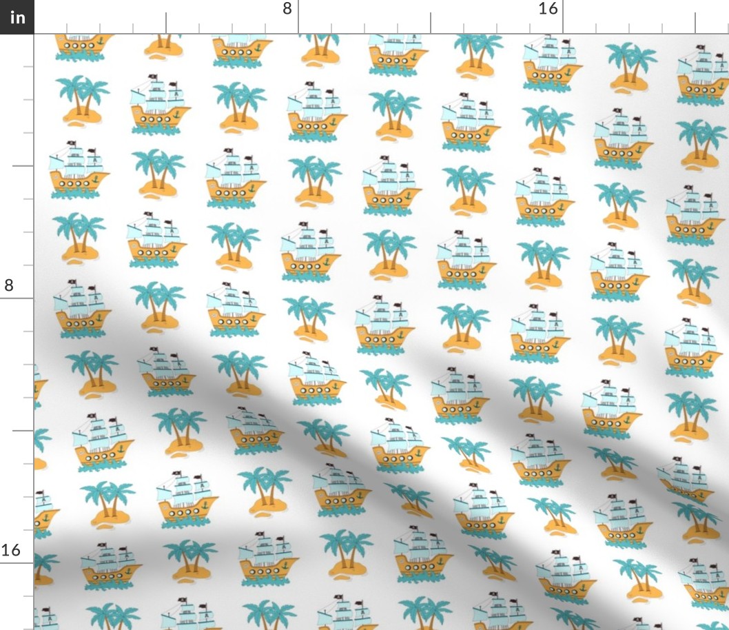 Pirate Ship and Palm Trees Pattern