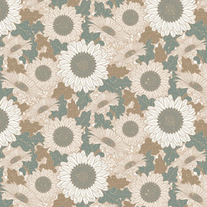 Gerbera Daisy-Ivory, Cocoa & Jade-L