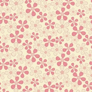 Pink Abstract Flower on Cream
