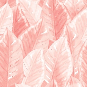 Large Watercolor Tropical Leaves in Blush Pink