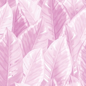 Modern Hand-painted Watercolor Large Tropical Leaves Pattern, Pastel Purple Color