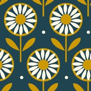 Retro, Line them up, modern, 70s,  DAISY, sunflower