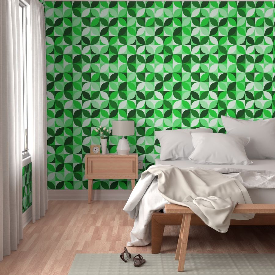 Bright Green Mid-Century Modern Quatrefoil 