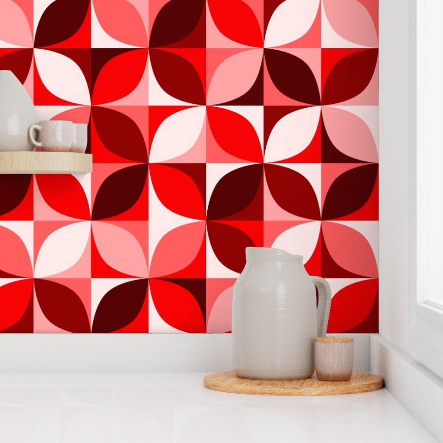 Red Mid-Century Modern Quatrefoil 